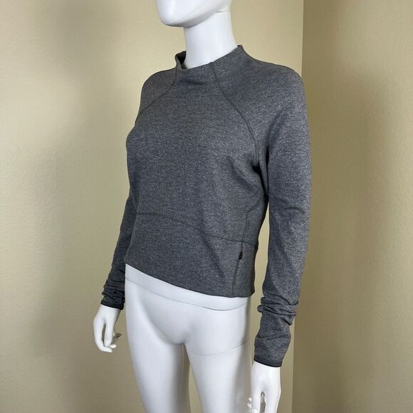 Lululemon Women Size 8 Heathered Slate Hill And Valley Mock Neck Sweater Outdoor - Picture 15 of 15